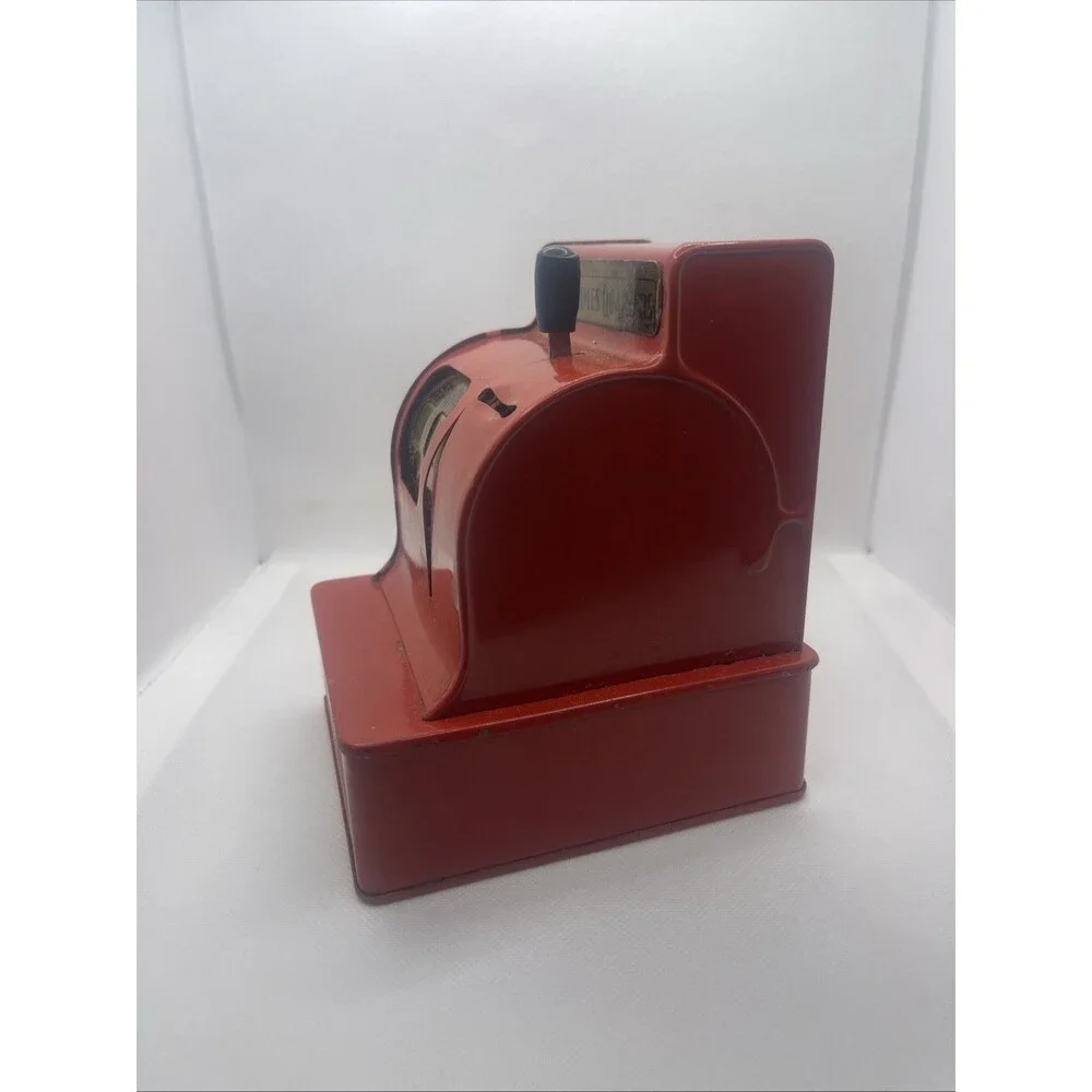 VINTAGE METAL Bank-UNCLE SAM'S  3-COIN Register Bank RED